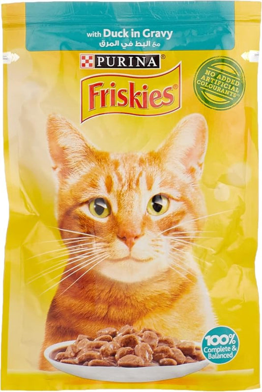 Purina Friskies Duck Chunks in Gravy Wet Cat Food Pouch 85g