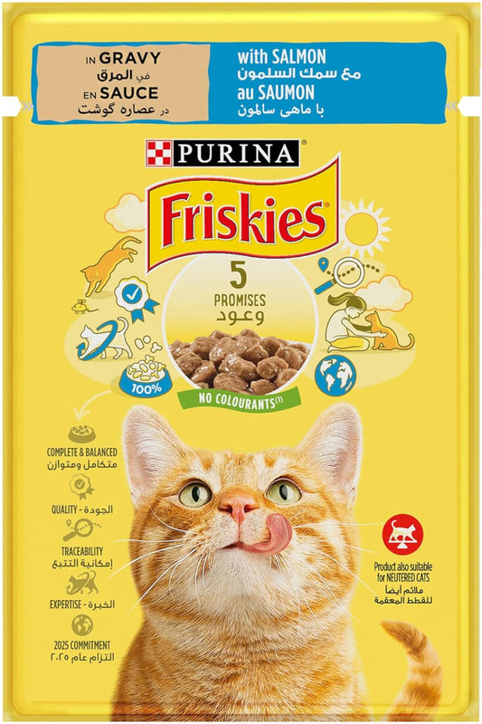 Purina Friskies Salmon Chunks in Gravy Wet Cat Food Pouch 85g