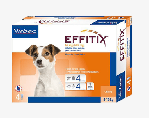 VIRBAC | Effitix Spot On solution For Small Dog To control infestations of ticks, fleas, mosquitoes and sandflies (4-10 kg) | 1 Doses