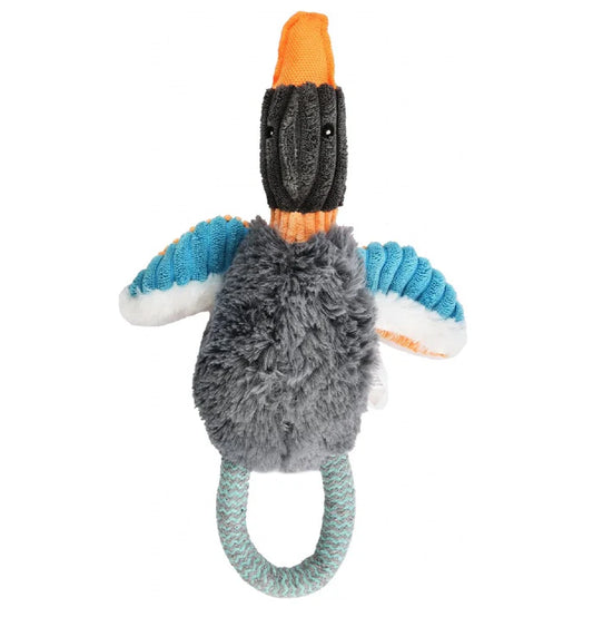 Soleil Gray Multicolored Bird Shaped Dog Plush Toy